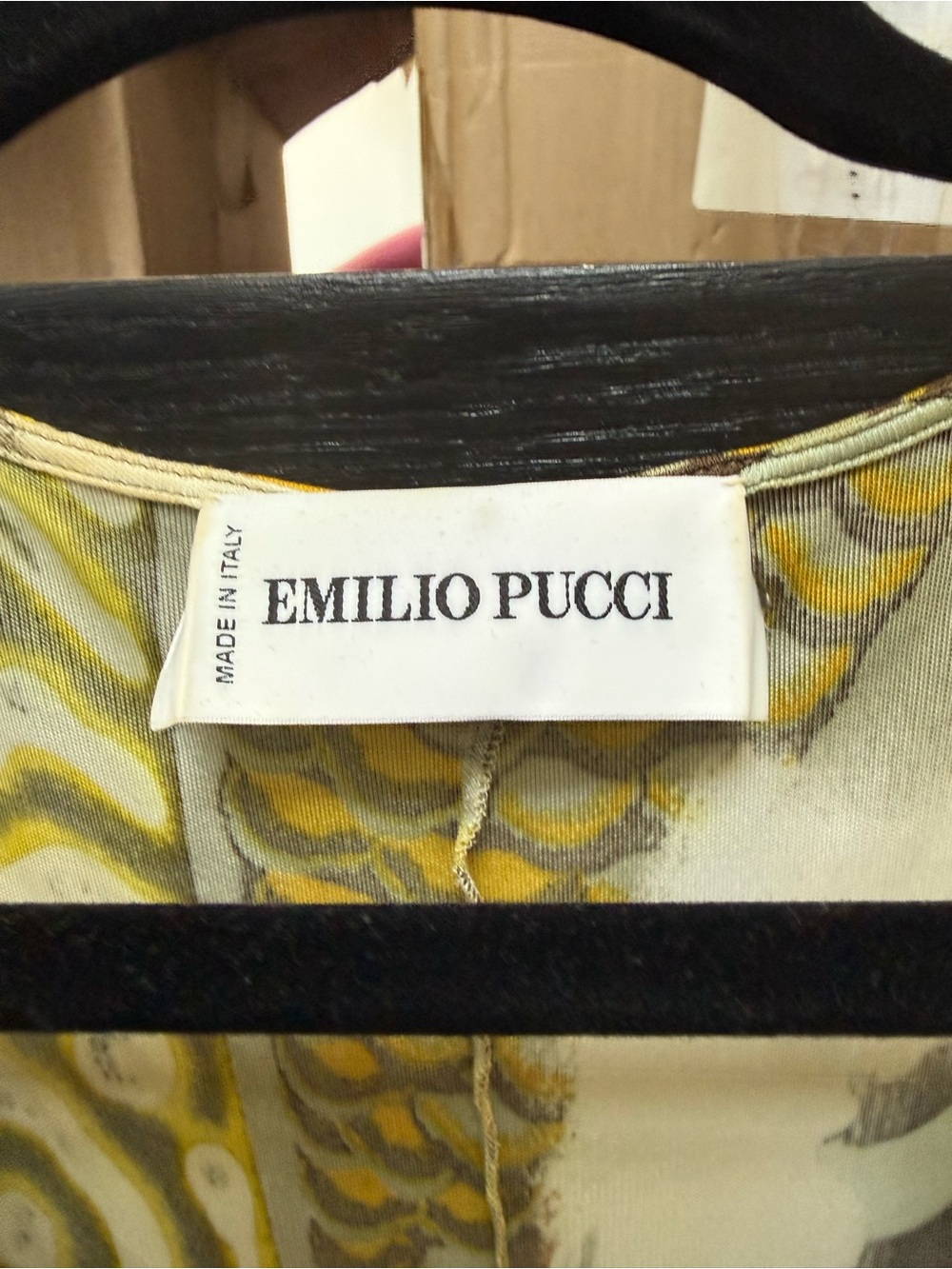Emilio Pucci Brown & Olive Twist Beaded Wrap Midi Dress size S (can fit XS-M) - Picture 2 of 3